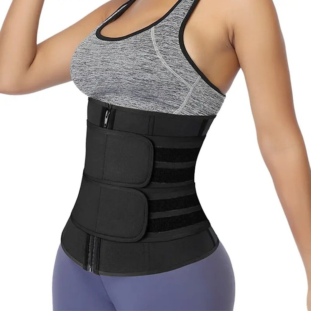 Dual Compression Belts Neoprene Waist Trainer Corset Cincher YKK Zipper Closure